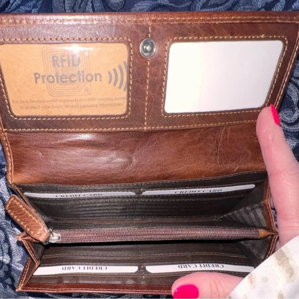 JACK GEORGES  Voyager Brown Leather Clutch Wallet NWT RFID Protected - Picture 3 of 12